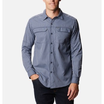 Columbia Silver Ridge 2.0 Plaid Long Sleeve, Camisa Azules Grises Para Hombre | 652170-JCA